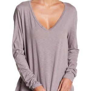 Michael Stars V-Neck Boyfriend Long Sleeve Tee
